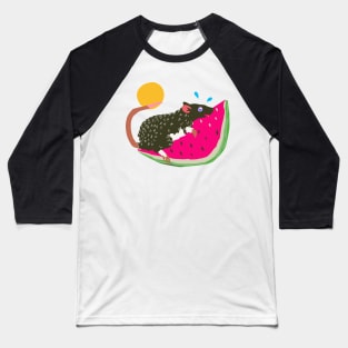 Summertime Rat on a Watermelon Slice Baseball T-Shirt